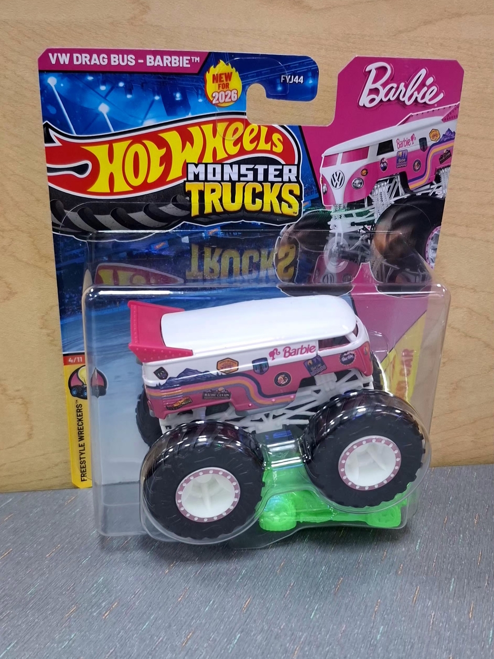 Hot Wheels Monster Trucks VW Drag Bus - Barbie Pink Toy Truck